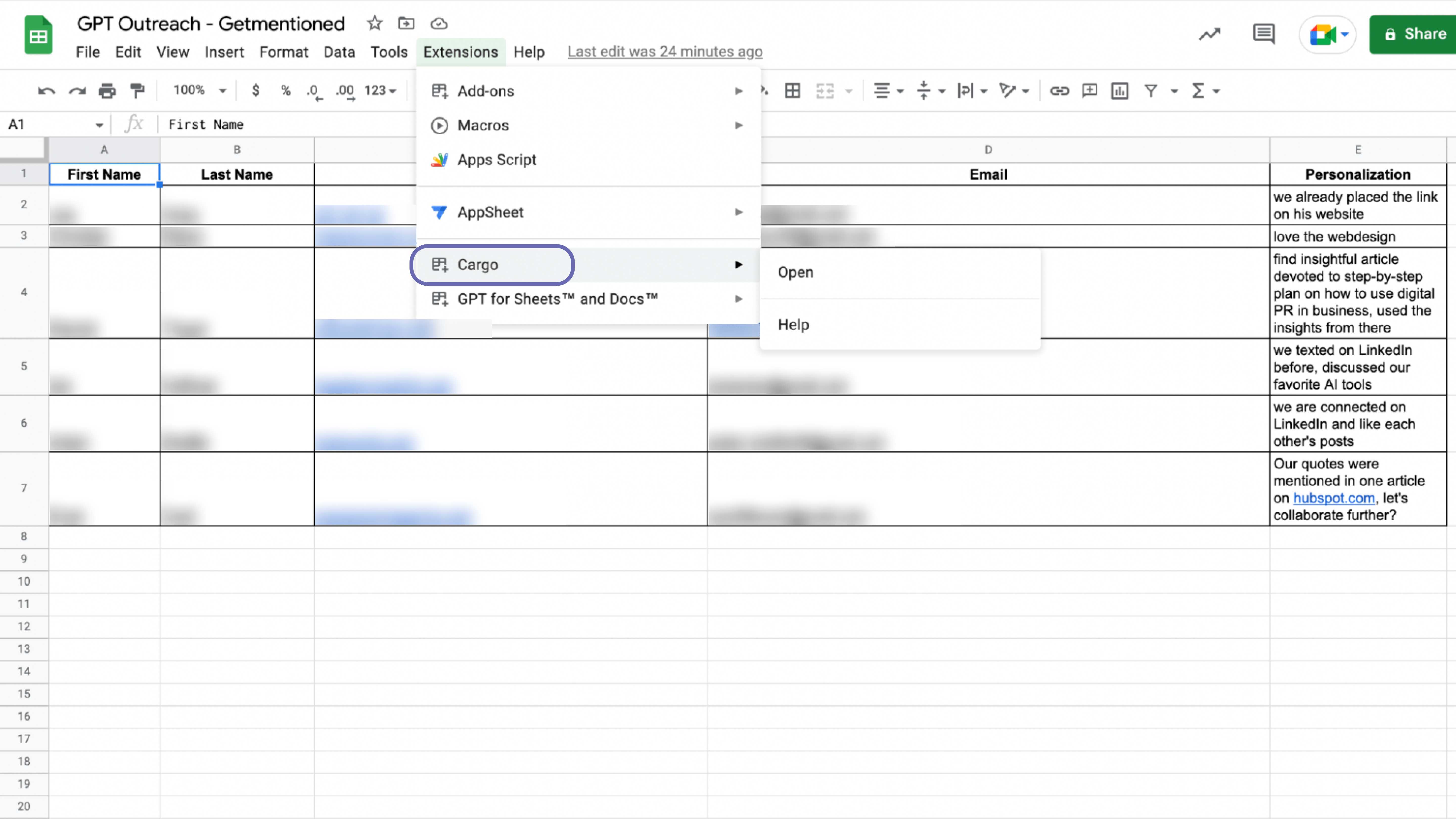 Cargo - getmentioned